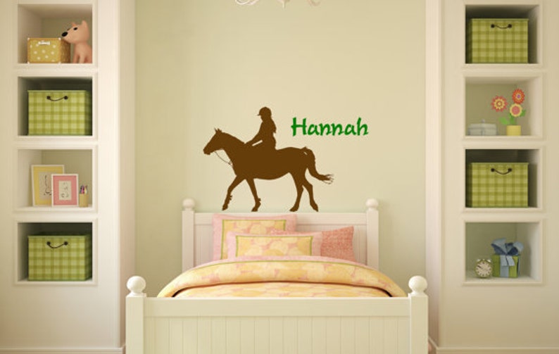 HORSE Wall Decal Teen Girls Name Vinyl Sticker Girls Western Bedroom Decor Pony Horse Personalized Baby Name Nursery Kid Child Room Gift