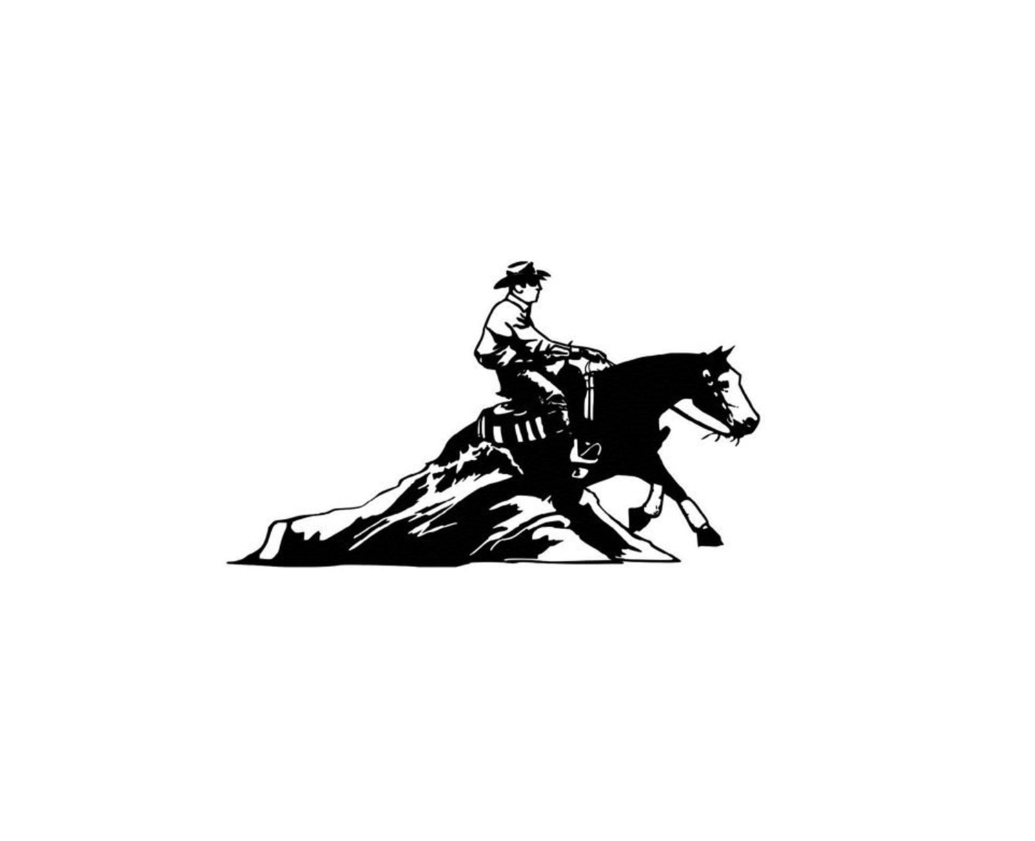 White horse mirror gold stickers / golden horse rider banner decal