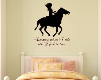 Horse wall decal, Quote sticker, Wall words, Teen bedroom decor, Girls room, Western decor,  27 X 33 inches