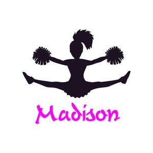 Girls Personalized Cheerleader Wall Decal Sport Team Theme Cheer Squad Room Mural Teen Girls Name Sports Decor College Student Dorm Room