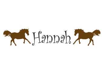 Horse, Name decal, Horse with name decal, Girls room decal, Nursery wall decal, Pony, Mustang, 7 X 40 inches