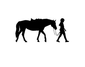 Horse decal, Girls bedroom decal, Horse and rider sticker, Dorm room decal, Pony, Mustang, Teen room decor, Horse sport, 28 X 13 inches