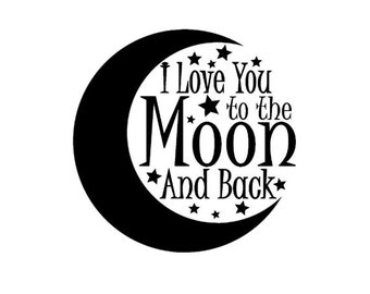 Girls Bedroom Nursery Wall Decor Baby Playroom Decal Childs Room Sticker Kids Wall Words Moon and Back Quote Mural Boys Room Nursery Decor