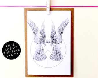 Mirrored Doves Greeting Card - 100% Recycled - From TheWildGooseProject