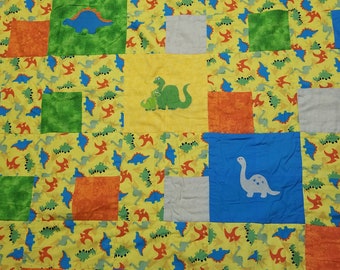 Baby Blanket Boy, Dinosaur Decor, Patchwork Quilt, Baby Quilt for Boys, Flannel Baby Blanket, Baby Blanket for Boys, Lap Quilt