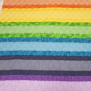 Handmade Boy/Girl Rainbow Quilt, Rainbow Baby Quilt, Rainbow Baby Blanket, Gender Neutral Baby Quilt, Lap Quilt, CarSeat or Stroller Blanket