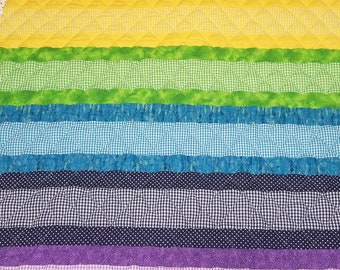 Handmade Boy/Girl Rainbow Quilt, Rainbow Baby Quilt, Rainbow Baby Blanket, Gender Neutral Baby Quilt, Lap Quilt, CarSeat or Stroller Blanket