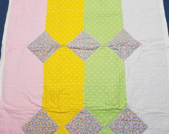 Baby Blankets for Girls, Polka Dot Fabric, Patchwork Quilt, Flannel Quilt, Gingham Fabric, Baby Girl Quilt, Homemade Quilts, Flannel Blanket