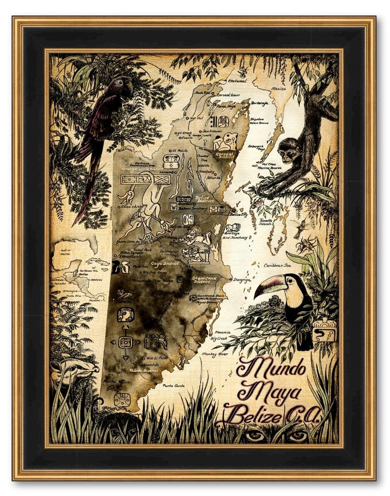 Belize Hand-drawn Maps · Ambergris Caye & Mundo Maya · Reef and ...