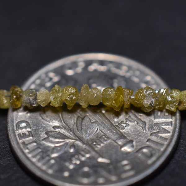 Tiny Yellow Diamond Beads, Short Sample Strand