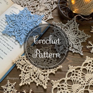 Modèle de crochet de flocon de neige de conte d'hiver, téléchargement numérique PDF