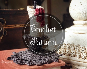 Vampiric Candle Crochet Pattern, PDF Digital Download, Halloween