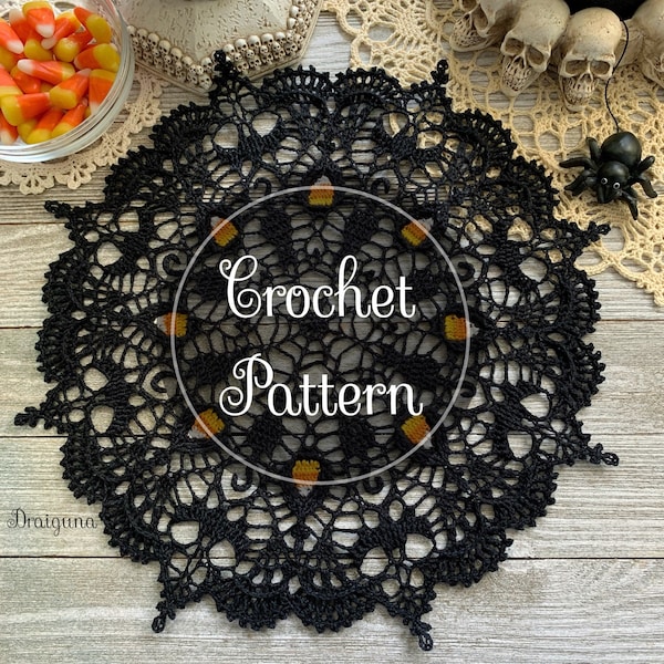 Spooky Soiree Crochet Doily Pattern, PDF Digital Download, Halloween