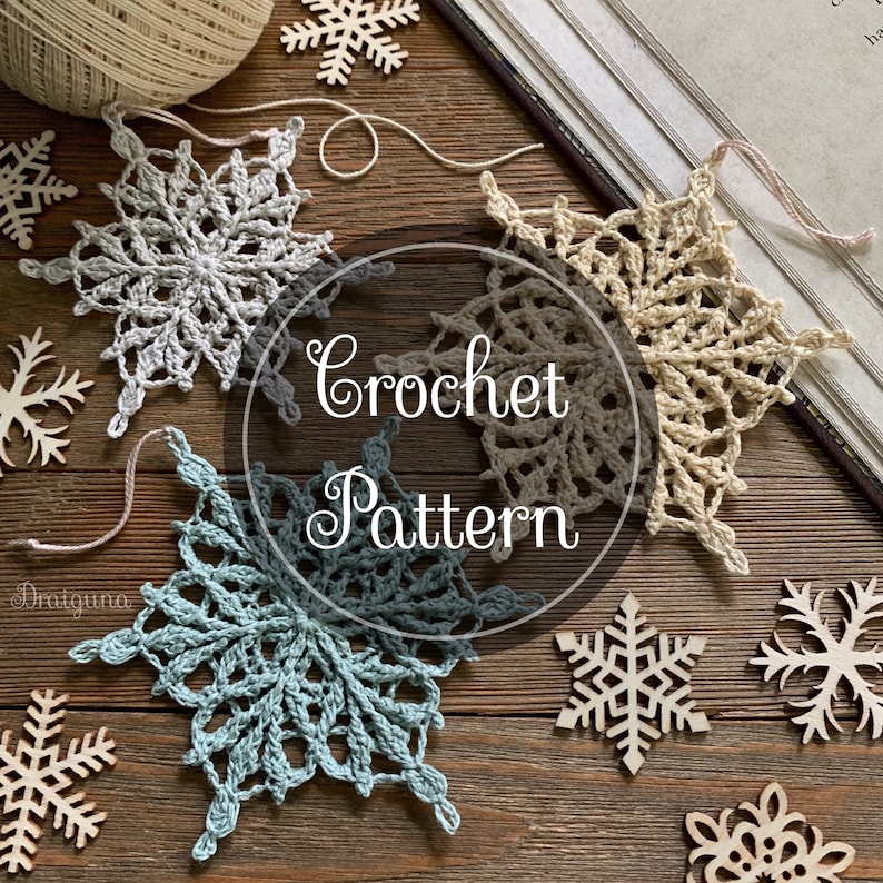 Lorewoven Snowflakes Crochet Pattern, 3 Crochet Snowflake Patterns, PDF Digital Download image 1