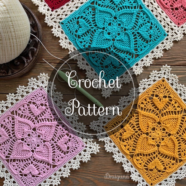 Sweetheart Square Crochet Pattern, PDF Digital Download