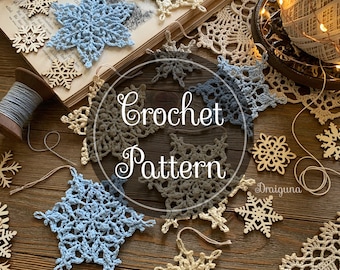Snowflakes of the Hidden Grove Crochet Pattern, 4 Crochet Snowflake Patterns, PDF Digital Download