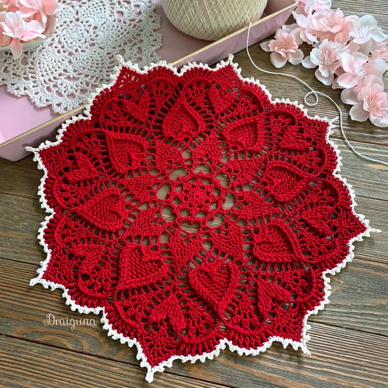 Sweetheart Soiree Crochet Doily Pattern, PDF Digital Download image 5