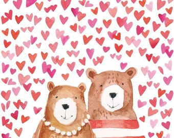 2 large paper napkins for mixed media, collage, scrapbook, decoupage SET OF TWO Love Bears