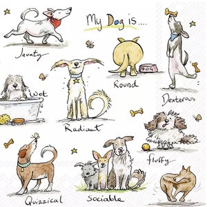 2 grandes serviettes en papier pour techniques mixtes, collage, scrapbooking, découpage LOT DE DEUX Mon chien est… #1