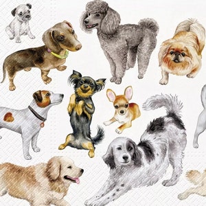 2 grote papieren servetten voor mixed media, collage, plakboek, decoupage SET VAN TWEE Dog Happiness