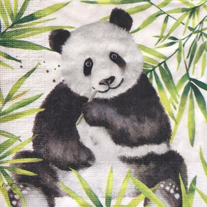 2 große Papierservietten für Mixed Media, Collage, Scrapbook, Decoupage PACK OF TWO Panda