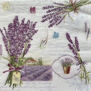 2 large paper napkins for mixed media, collage, scrapbook, decoupage PACK OF TWO Fleur de Provence