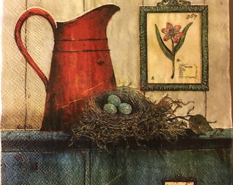 2 servilletas de papel raras y agotadas para técnicas mixtas, collage, álbum de recortes, decoupage PAQUETE DE DOS Little Cottage