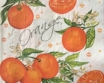 Citrus Orange Tropical NapkinsPalm Fruit  Decoupage Scrapbook Party Table x20