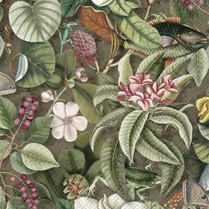 2 guardanapos de papel grandes para mídia mista, colagem, scrapbook, decoupage CONJUNTO DE DOIS Blooming Jungle