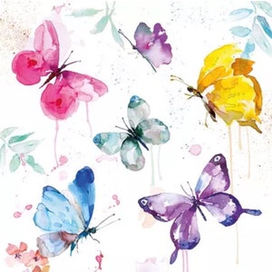 2 piccoli tovaglioli di carta per tecniche miste, collage, scrapbooking, decoupage CONFEZIONE DA DUE Farfalla acquerello