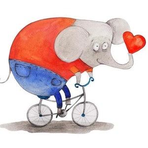 2 große Papierservietten für Mixed Media, Collage, Scrapbook, Decoupage PACK OF TWO Elefant auf Fahrrad