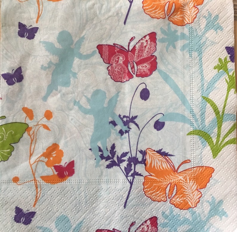 Paper napkin for mixed media scrapbook decoupage x 1 Butterflies /& Ferries collage