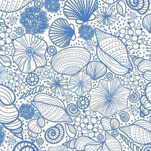 2 servilletas de papel grandes para técnicas mixtas, collage, scrapbooking, decoupage PAQUETE DE DOS Conchas de mar Azul