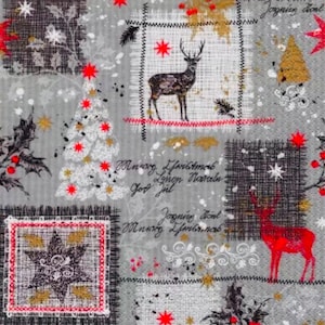 2 zeldzame grote papieren servetten voor mixed media, collage, plakboek, decoupage PARTIJ VAN TWEE kerstpatroon