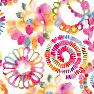 2 grandi tovaglioli di carta per tecniche miste, collage, scrapbooking, decoupage SET DI DUE Cerchi Fantasy