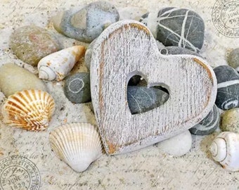 2 small paper napkins for mixed media, collage, scrapbook, decoupage PACK OF TWO Heart by the Sea