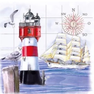 2 grandes serviettes en papier pour techniques mixtes, collage, scrapbooking, découpage LOT DE DEUX Phare