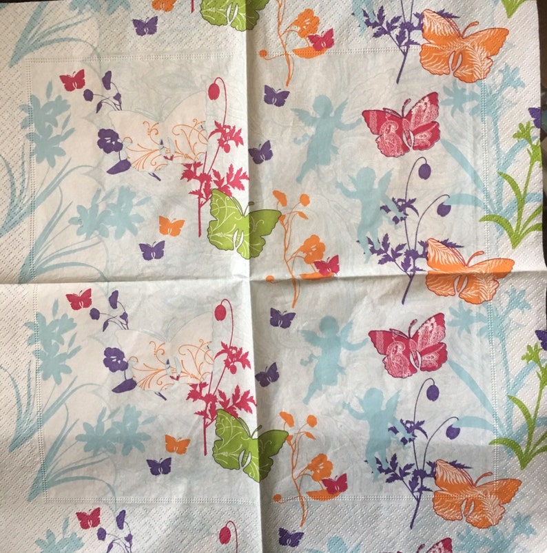 Paper napkin for mixed media scrapbook decoupage x 1 Butterflies /& Ferries collage