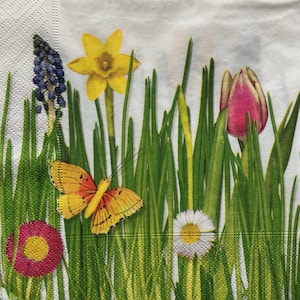 2 zeldzame grote uitverkochte papieren servetten voor mixed media, collage, plakboek, decoupage TWEE PARTIJ Spring Bloom