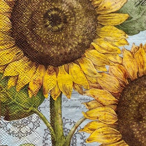 2 très grandes serviettes en papier épuisées pour techniques mixtes, collage, scrapbooking, découpage LOT DE DEUX Tournesol en bleu