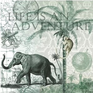 2 grandi tovaglioli di carta per tecniche miste, collage, scrapbooking, decoupage CONFEZIONE DA DUE Adventure