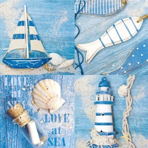2 large paper napkins for mixed media, collage, scrapbook, decoupage PACK OF TWO Love at Sea