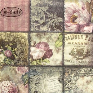 2 grandi tovaglioli di carta di ispirazione vintage fuori catalogo per tecniche miste, collage, scrapbooking, decoupage CONFEZIONE DA DUE Vintage Paris