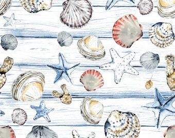 2 large paper napkins for mixed media, collage, scrapbook, decoupage SET OF TWO Beach Shells