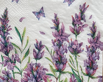 2 papieren servetten voor mixed media, collage, plakboek, decoupage TWEE PARTIJ Lovely Purple