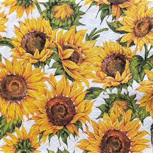 2 large out of print paper napkins for mixed media, collage, scrapbook, decoupage PACK OF TWO Sunflower Fields