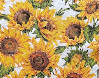 2 servilletas de papel grandes agotadas para técnicas mixtas, collage, álbum de recortes, decoupage PAQUETE DE DOS Campos de girasoles