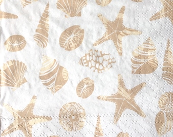 2 large Rare, out of print paper napkins for mixed media, collage, scrapbook, decoupage PACK OF TWO Beach in sand