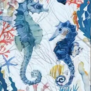 2 servilletas de papel extragrandes para técnicas mixtas, collage, álbum de recortes, decoupage JUEGO DE DOS Baile de caballitos de mar
