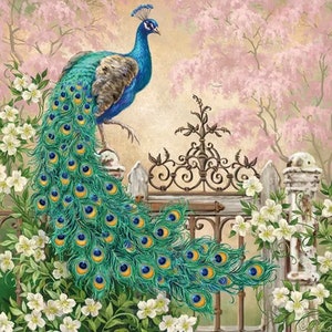 2 große Papierservietten für Mixed Media, Collage, Scrapbook, Decoupage PACK OF TWO Noble Peacock